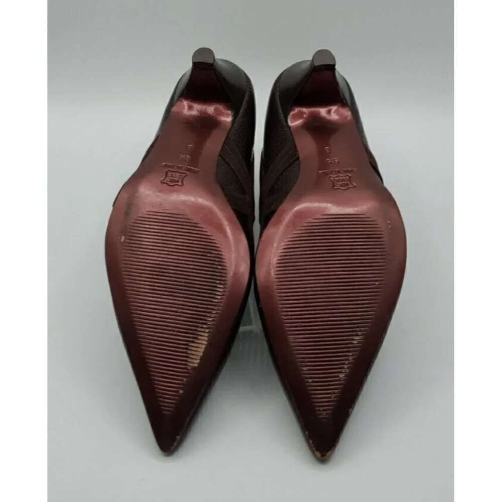 Versani Women's Brown Leather Croc with Suede Trim Heels Size 9.5 B