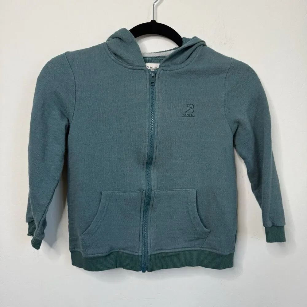 Me & Henry Kids 6/7 Years Teal Blue Dog Logo Zip Up Hoodie Jacket Outdoor Play
