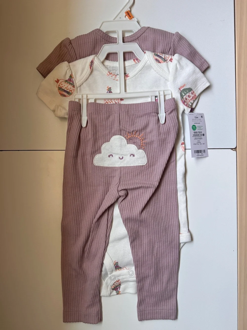 Carter’s 3pc Hot Air Balloon Onesies and Pants Set 12m