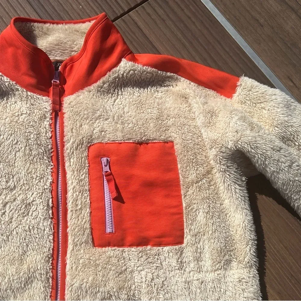 J.Crew Fleece Jacket | Orange and Cream | Size: Small