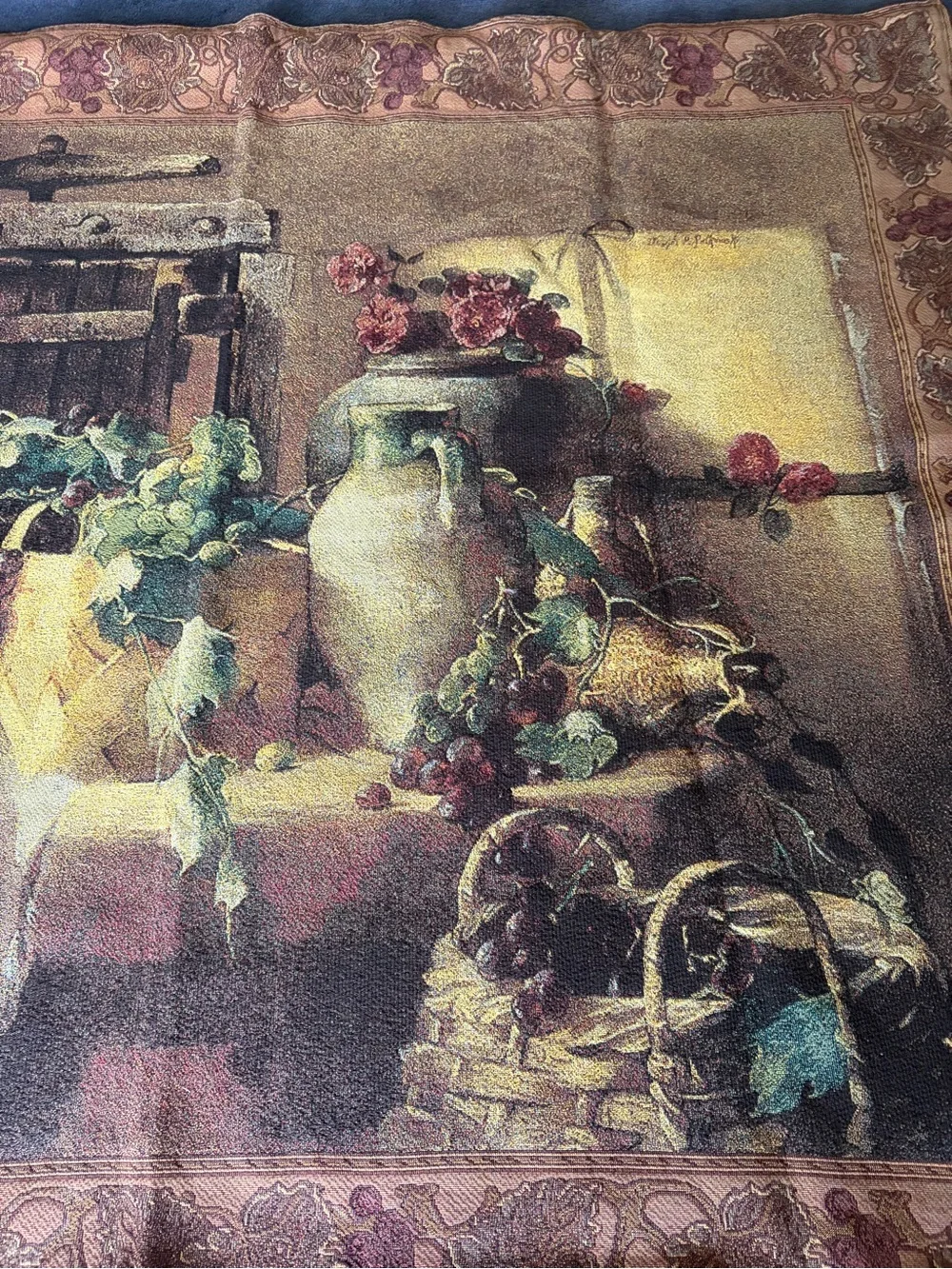 Classic Still Life Wall Tapestry in Brown and Cream