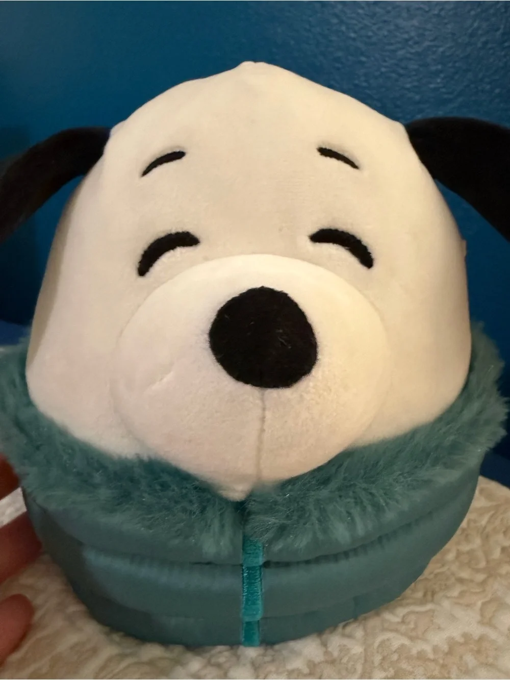 Squishmallows White Dog Head Plush with Teal Collar