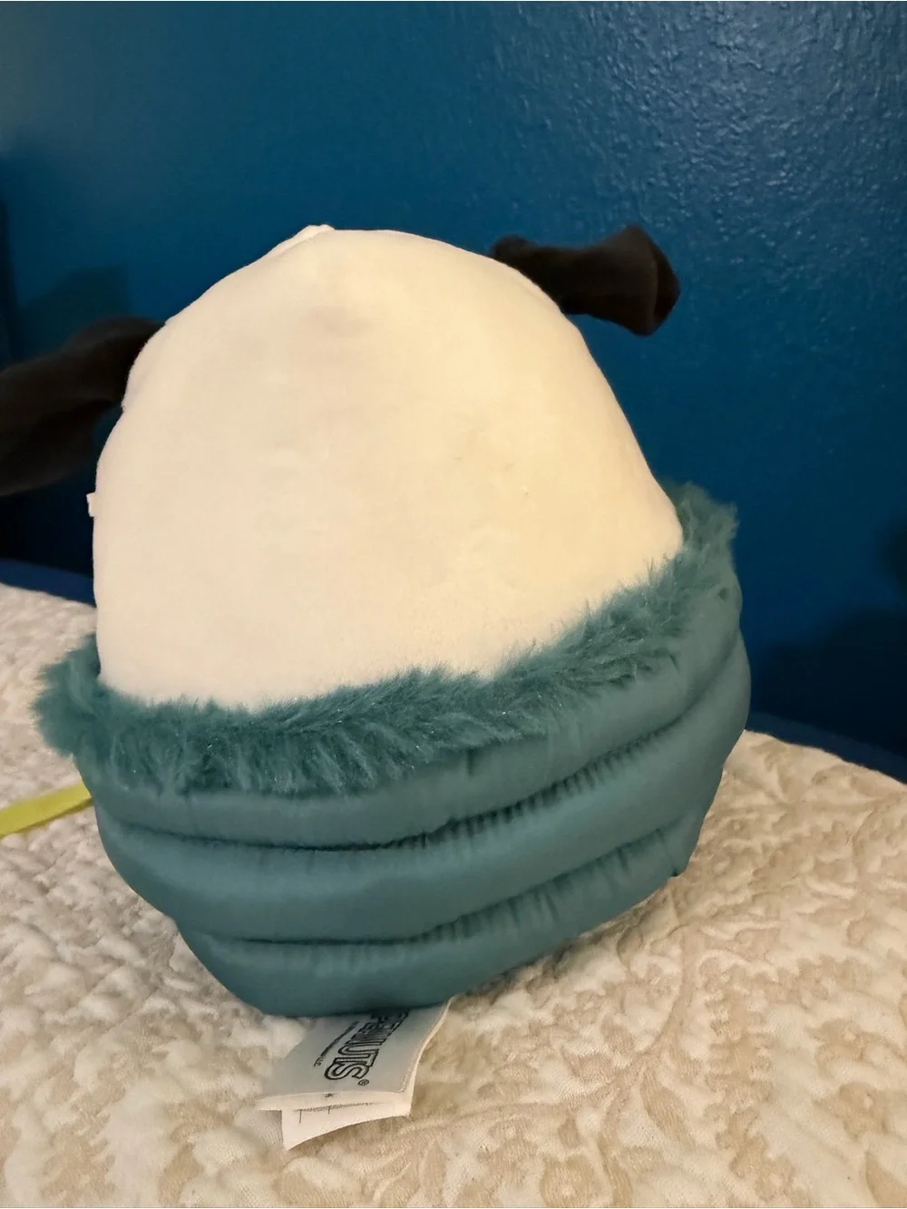 Squishmallows White Dog Head Plush with Teal Collar