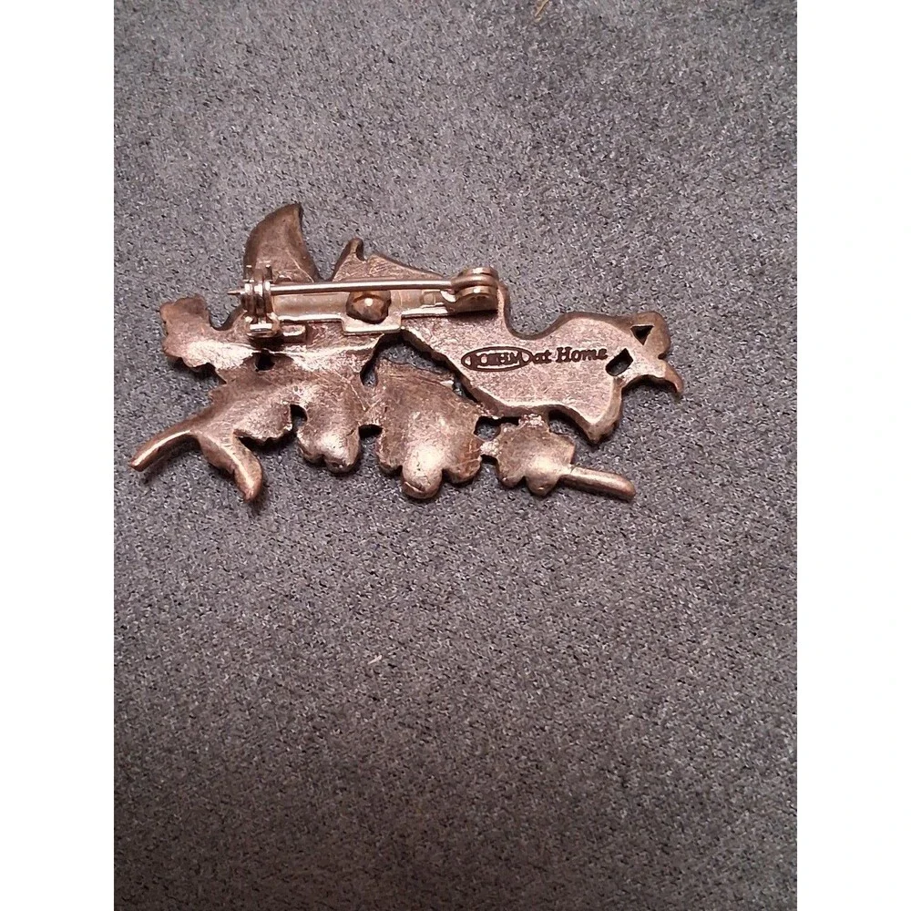 Boehm At Home Birds Flowers Brooch Pin Pink Rhinestone Doves Jewelry
