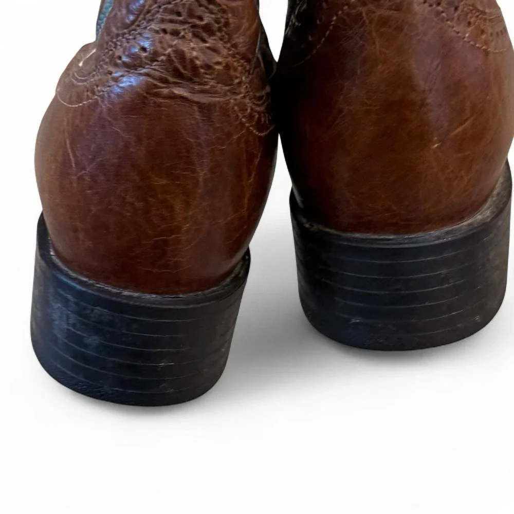 Ariat Blue Embroidered Brown Quickdraw Boots Women's Size 9B Square Toe Western