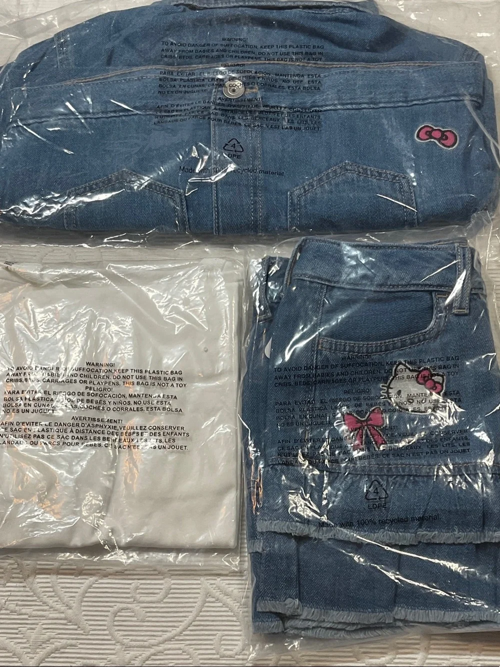 Hello Kitty Denim Jacket & Skirt Set with Hello Kitty Patch - Blue & White
