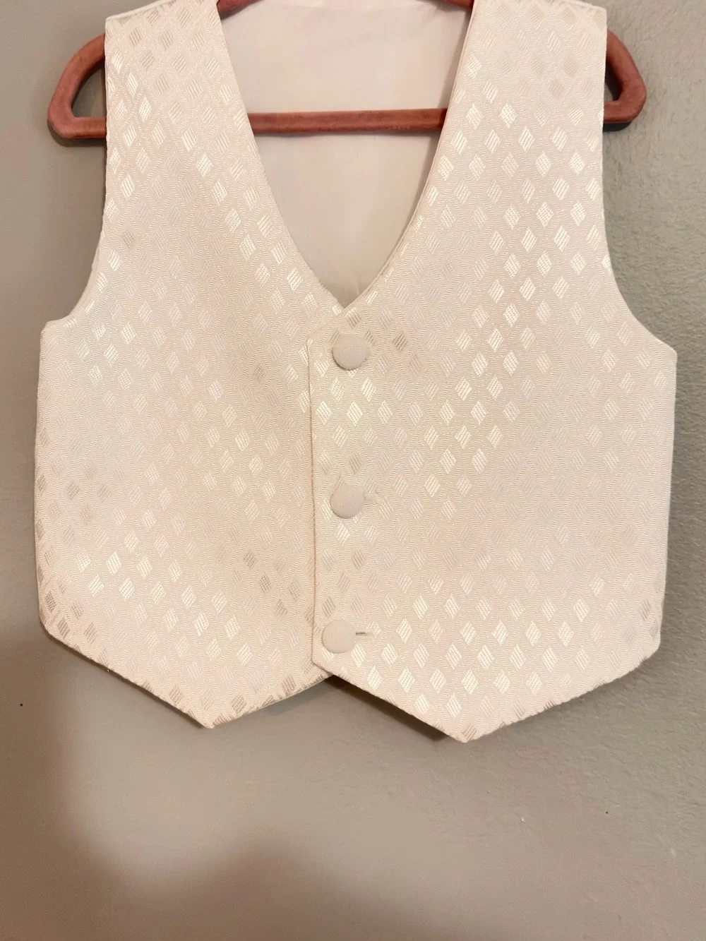 Classic Kids Ivory Formal Vest - Elegant Diamond Weave