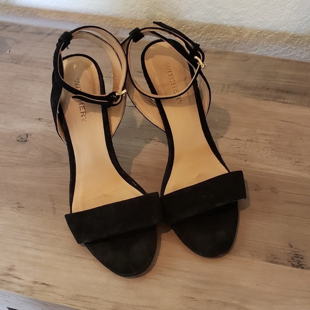 Witchery Black Leather Heels Womens