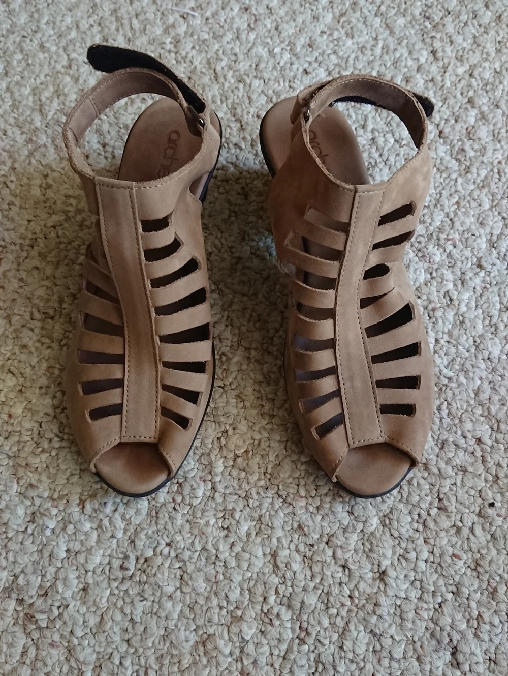 Arche Enexor Cutout Slingback brown suede leather Mid-Heel Sandals size 7.5