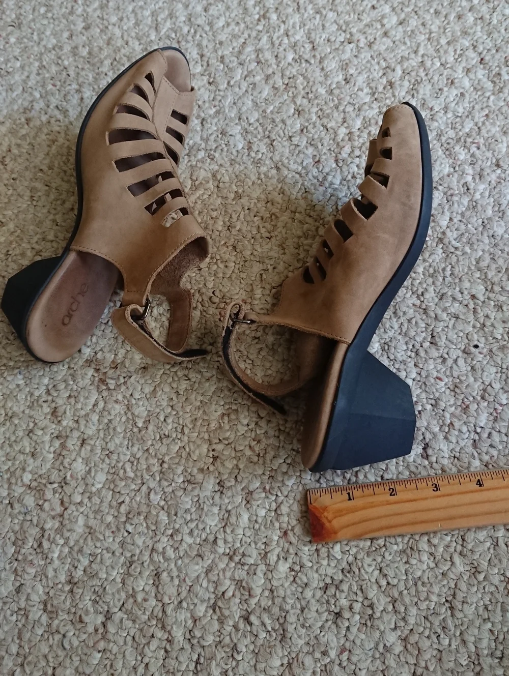 Arche Enexor Cutout Slingback brown suede leather Mid-Heel Sandals size 7.5