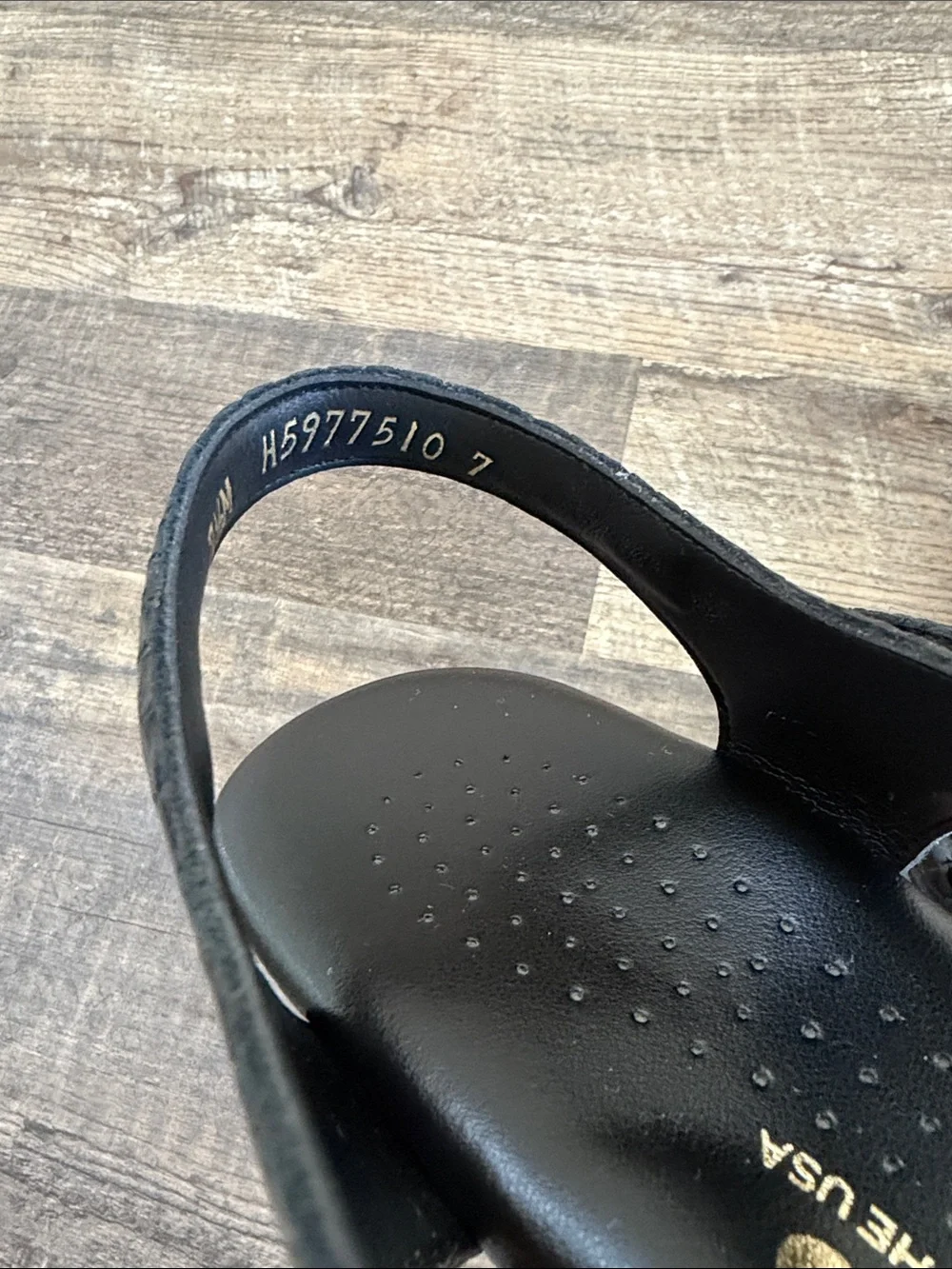 SAS Size US 7.5M Suntimer Black Croc Comfort Heeled Leather Sandal EZ Strap USA