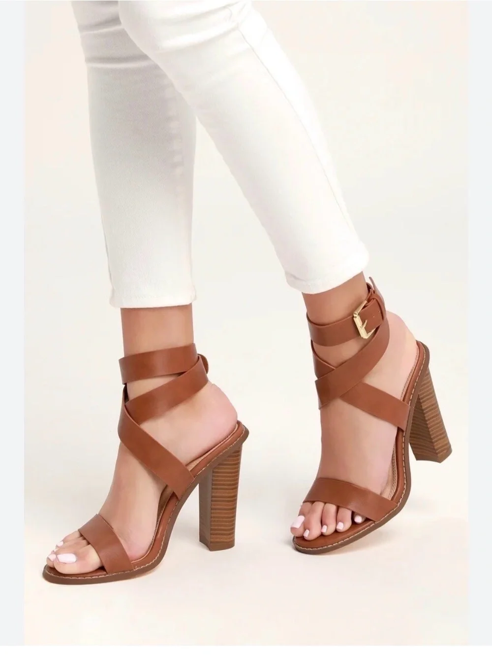 Lulus Black Strappy Block Heel Sandals with Wrap Ankle