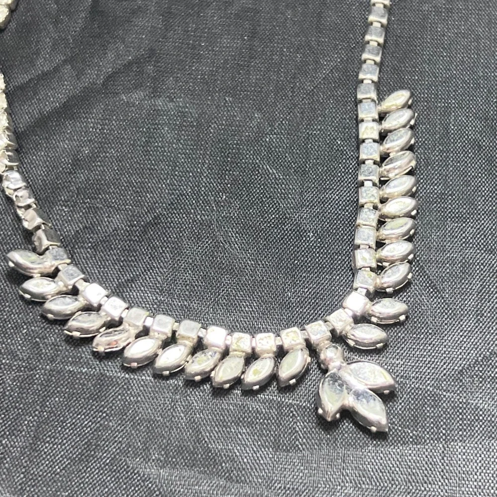 Crystal Drop Necklace with Blue and Champagne Stones