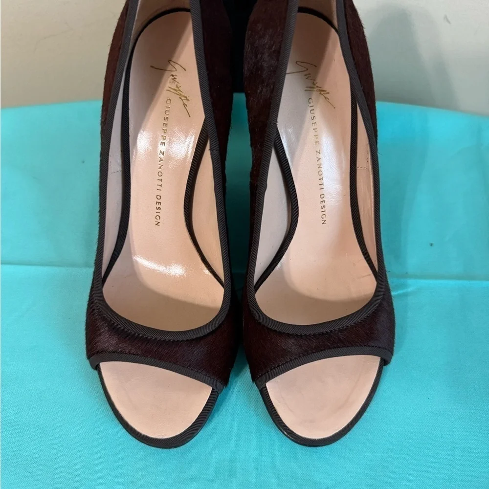 Giuseppe Zanotti Dark Brown Peep-Toe Heels