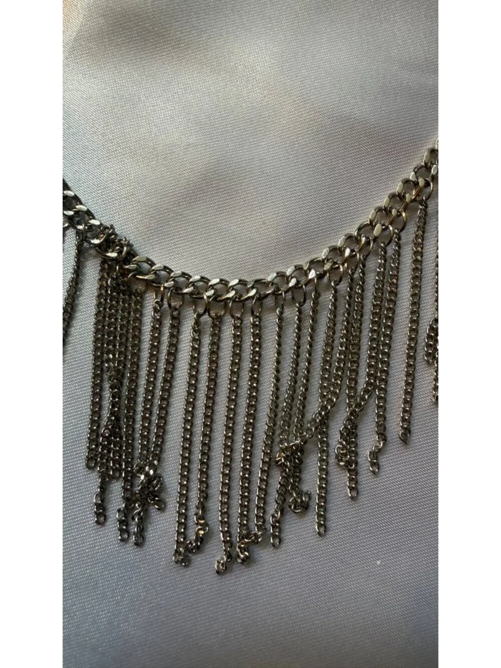 BCBGGeneration Silver-Tone Chain Fringe Necklace Adjustable Length