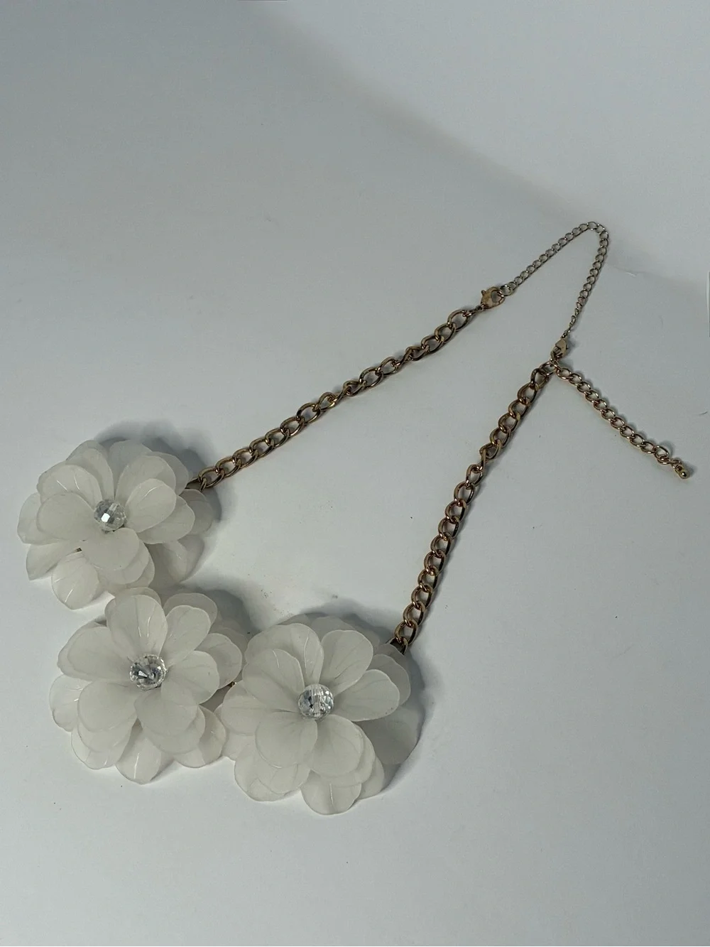 White Floral Statement Necklace