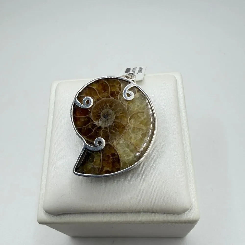 NWT‎ 23.5x30mm AMMONITE pendant in Bali sterling silver!