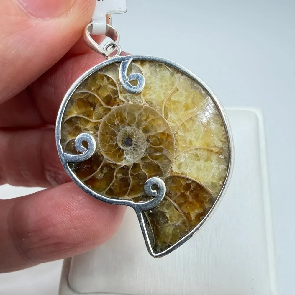 NWT‎ 23.5x30mm AMMONITE pendant in Bali sterling silver!