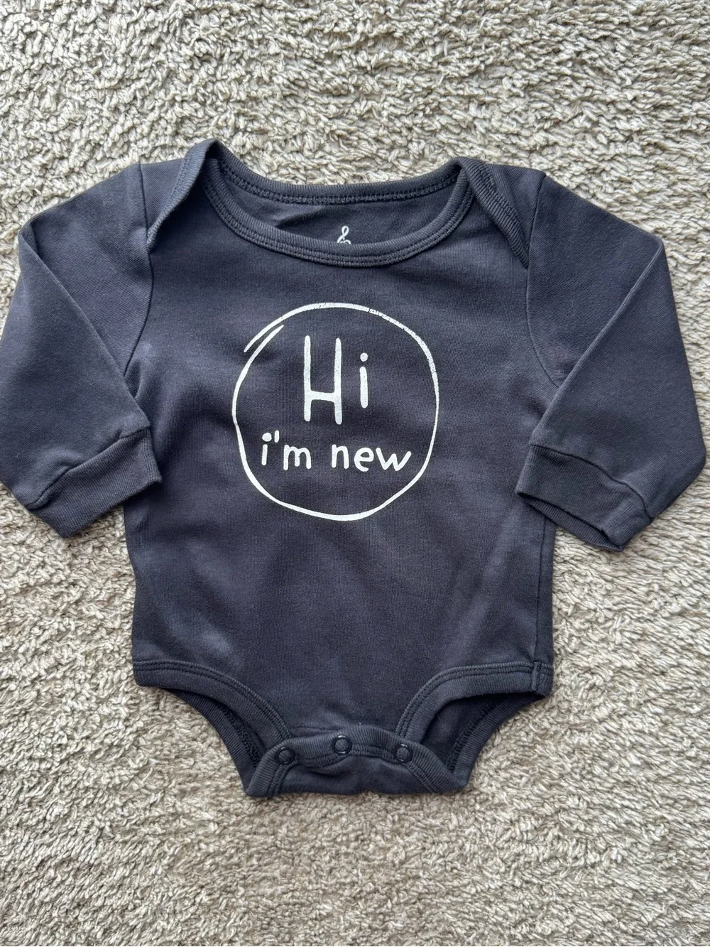 Lullaby Lane “Hi I’m New” Organic Cotton Long Sleeve Bodysuit 0-3 Months