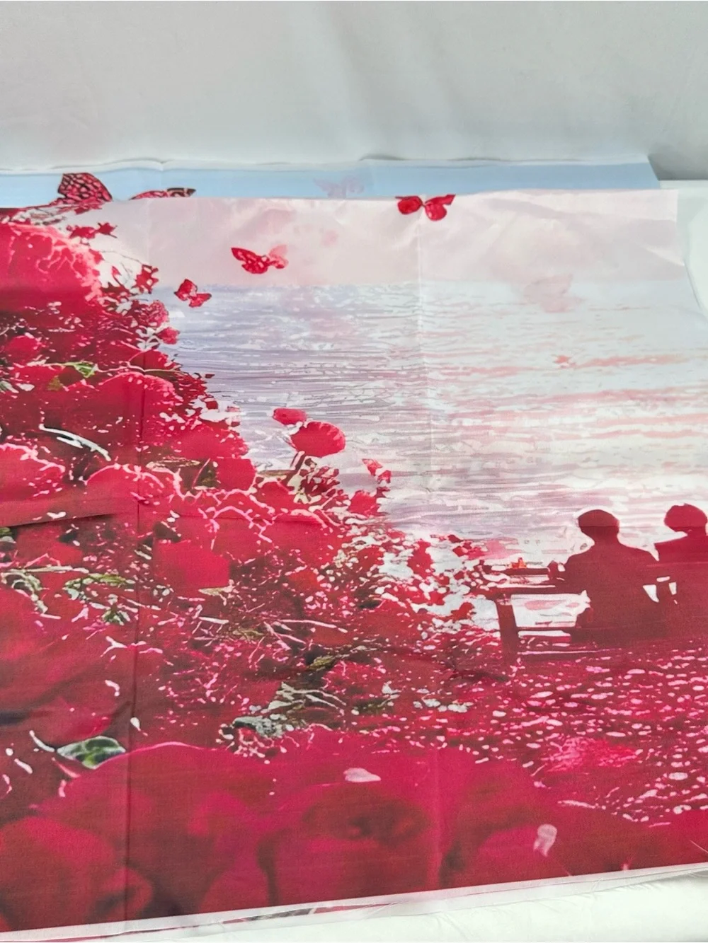 Romantic Heart Rose Print Photography Backdrop, Red, Valentine Scene