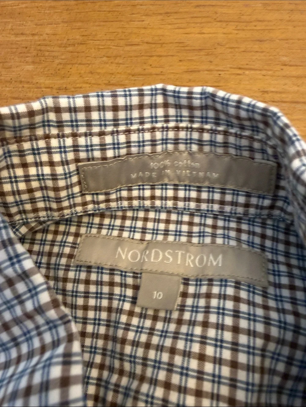 Nordstrom kids Navy and White Micro-Check Button-Down Shirt