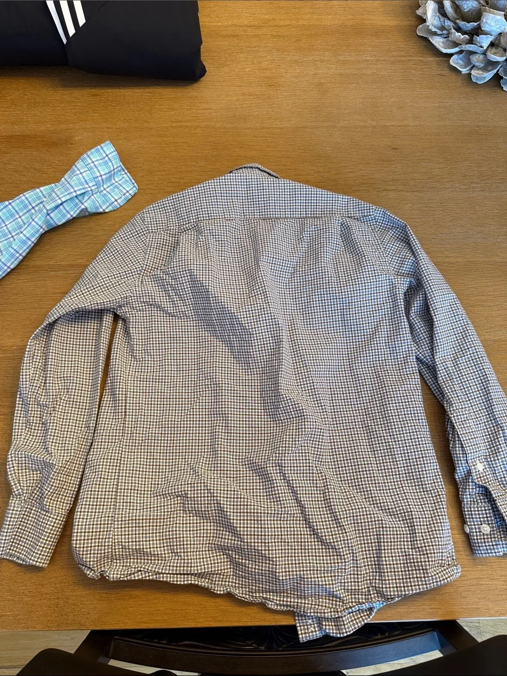 Nordstrom kids Navy and White Micro-Check Button-Down Shirt