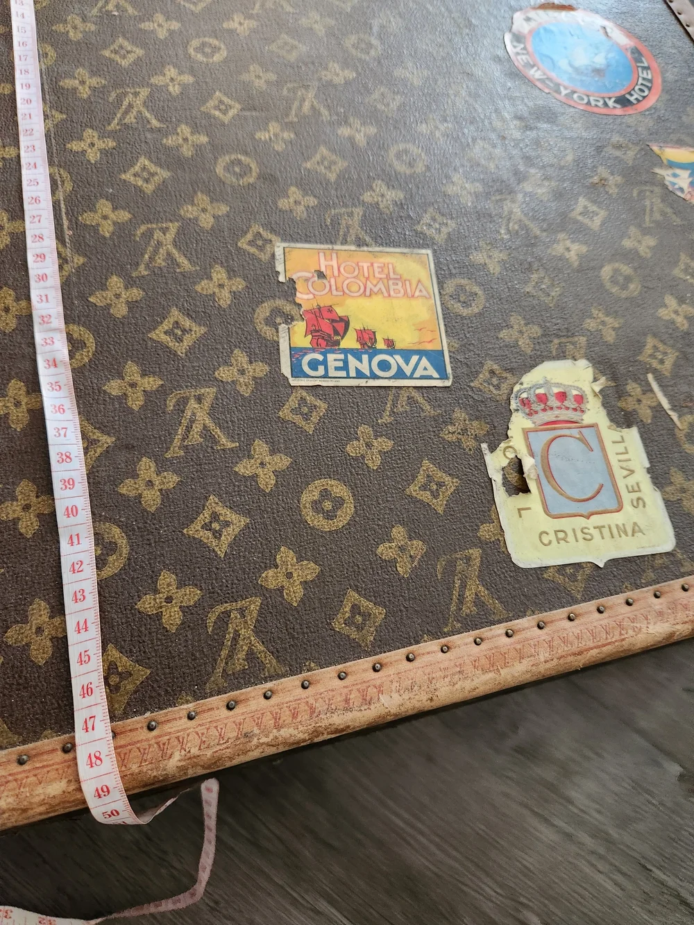 Louis Vuitton Brown Monogram Travel Trunk Panel with Gold Motif