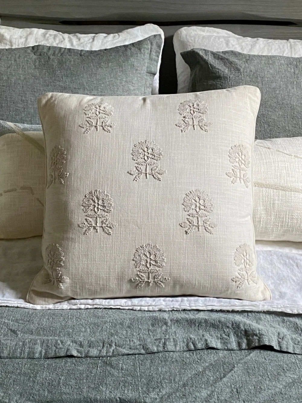 The Square Embroidered Floral Decorative Throw Pillow from the Threshold™
