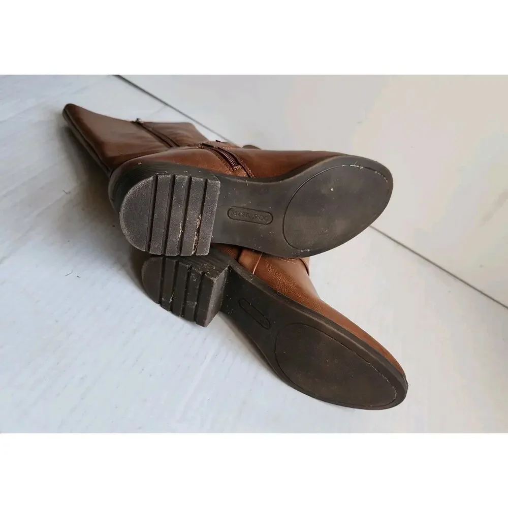 Women's Size 7M Frye and Co Eveline Block Heel Motorcycle Boots Brush Brown