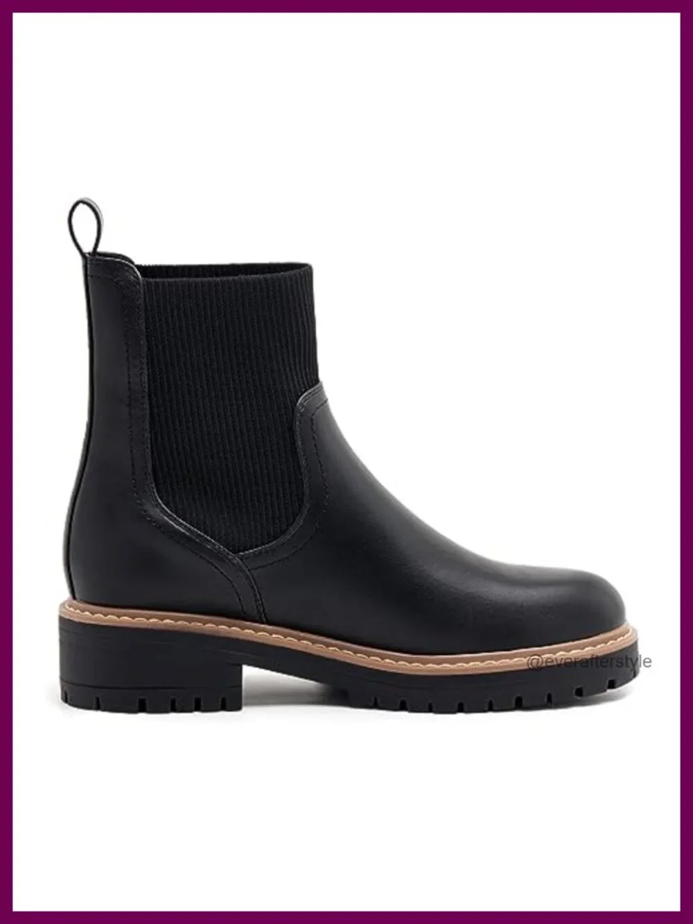 Chunky Low Heel Platform Slip On Lug Sole Ankle Booties