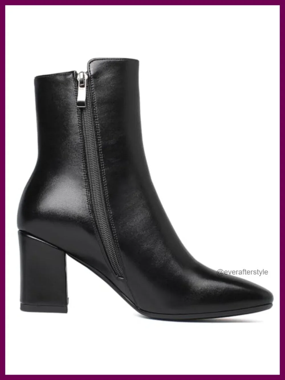 Chunky Block Heel Booties Zip Up Square Toe Ankle Boots