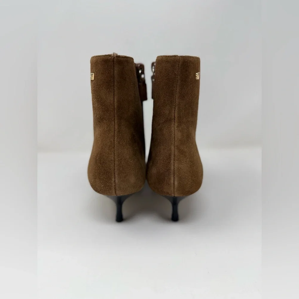 New Stuart Weitzman Mara Zip Suede Bootie Espresso Sz 8.5
