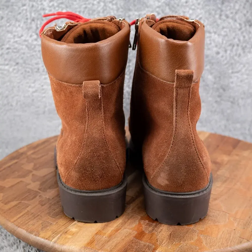 Charles David Rocky WOMENS Size 9.5 ‎ Brown Suede Leather Ankle Combat Boots