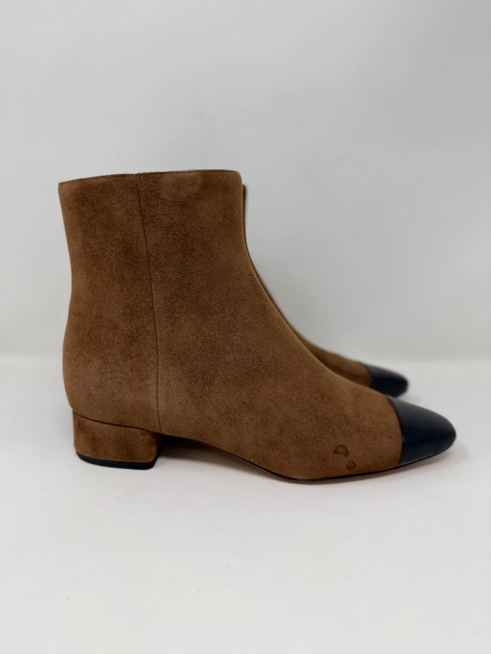 Veronica Beard Cecile Cap Toe Booties Brown Suede Sz 7.5