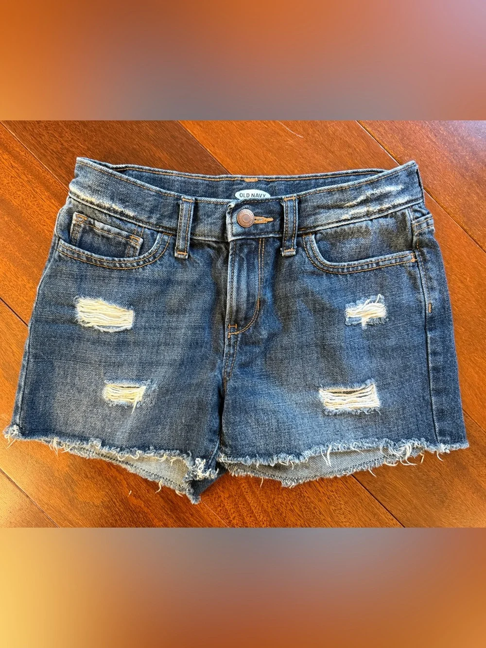 Old Navy Distressed Dark Blue Denim Shorts