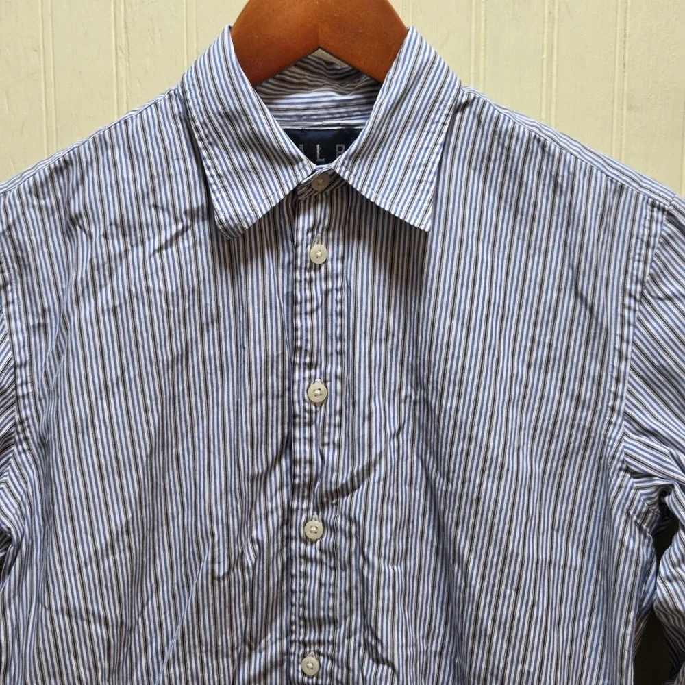 Ralph Lauren Shirt Boys 4‎ Blue Stripe Button Down Long Sleeve Slim Fit Cotton