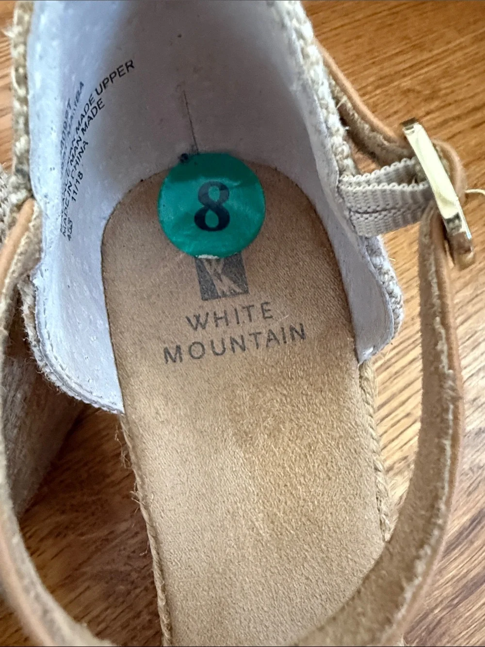White Mountain Striped Espadrille Wedge Sandals Size 8