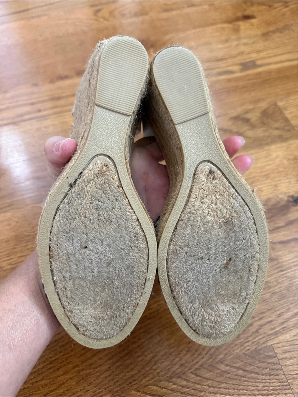 White Mountain Striped Espadrille Wedge Sandals Size 8