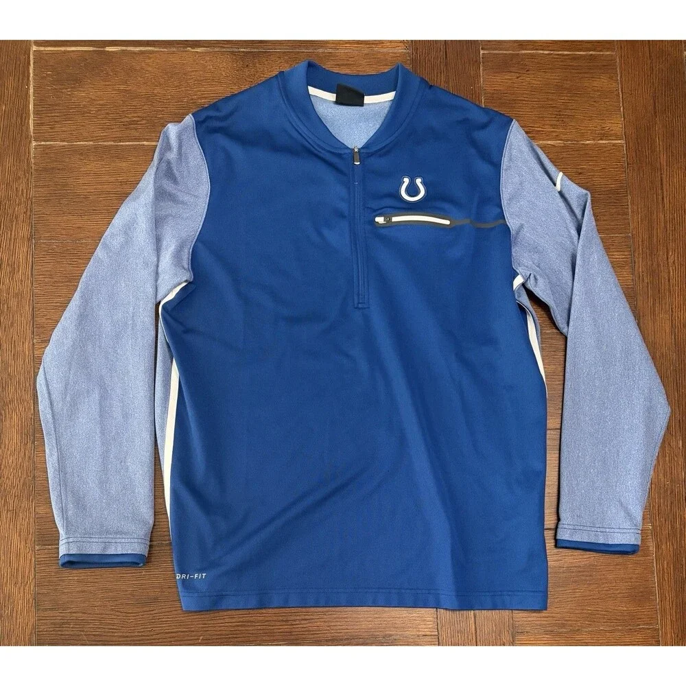 Men’s Indianapolis Colts Nike Dri Fit Size Large 1/4 Zip Blue Jacket Pullover
