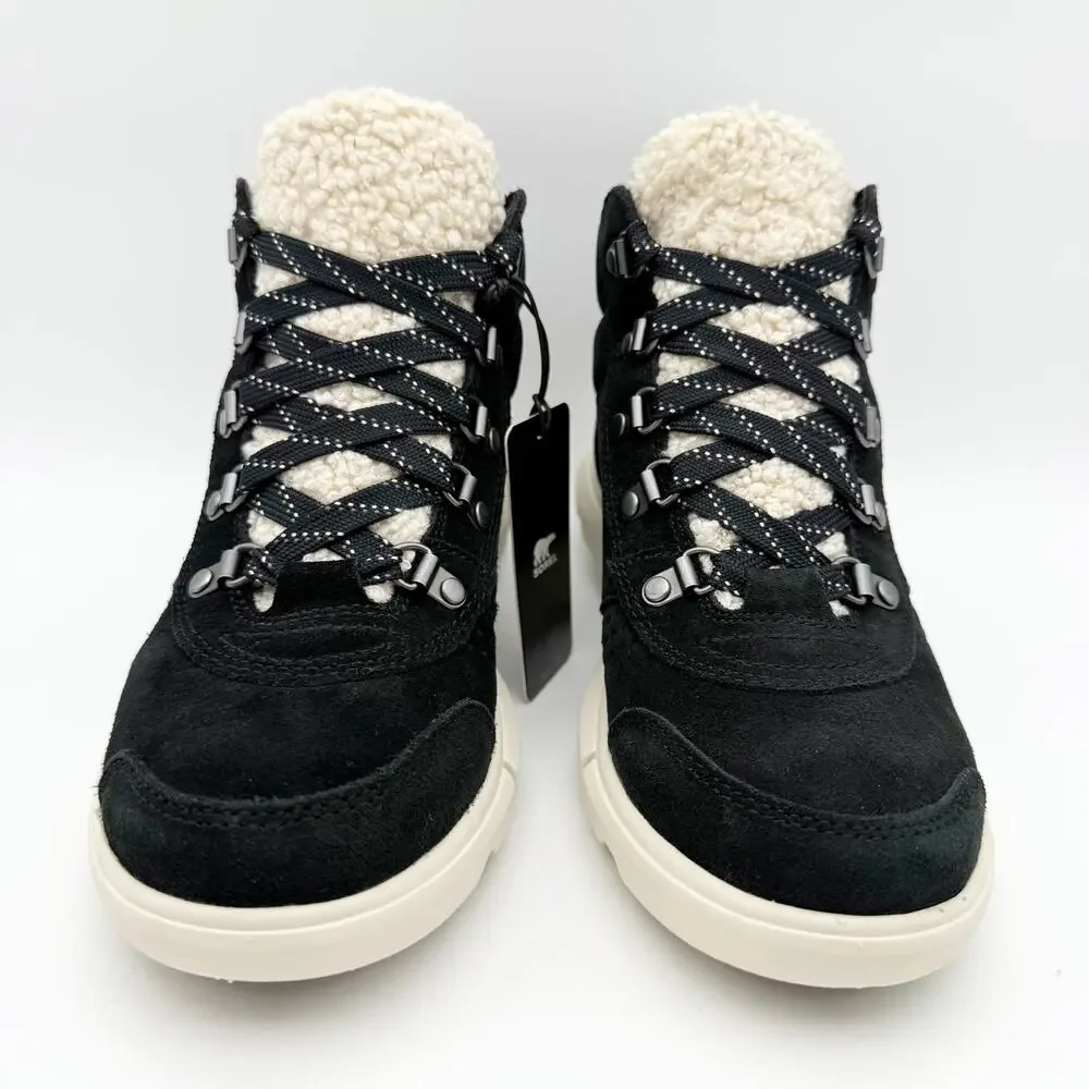 Sorel Women Explorer Next Hiker Bootie US 7 Black Suede Waterproof Insulated NIB