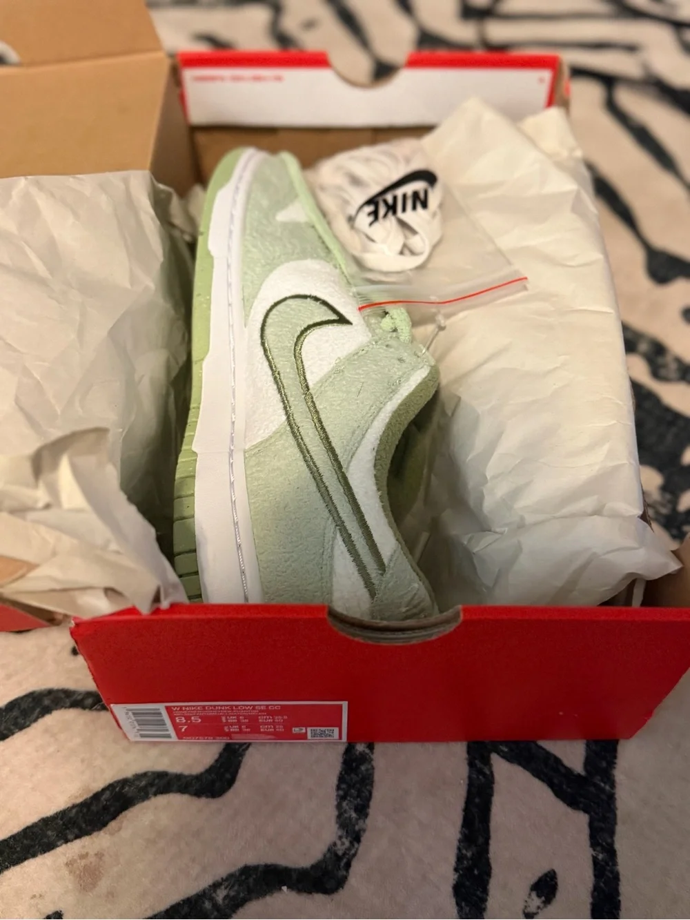 Nike Dunk Low Top Sneakers in Sage Green & White