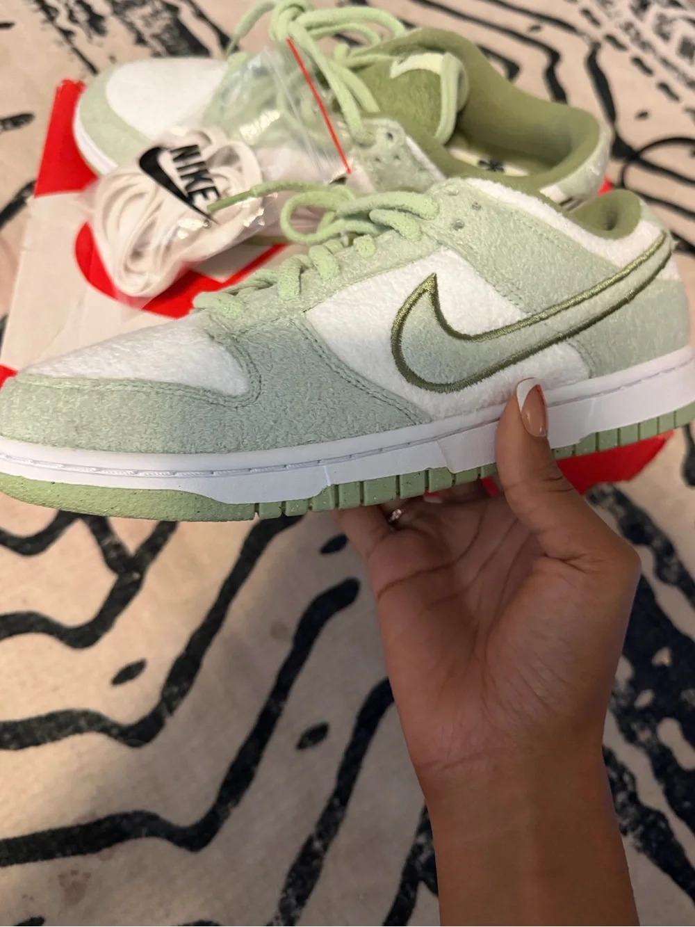 Nike Dunk Low Top Sneakers in Sage Green & White