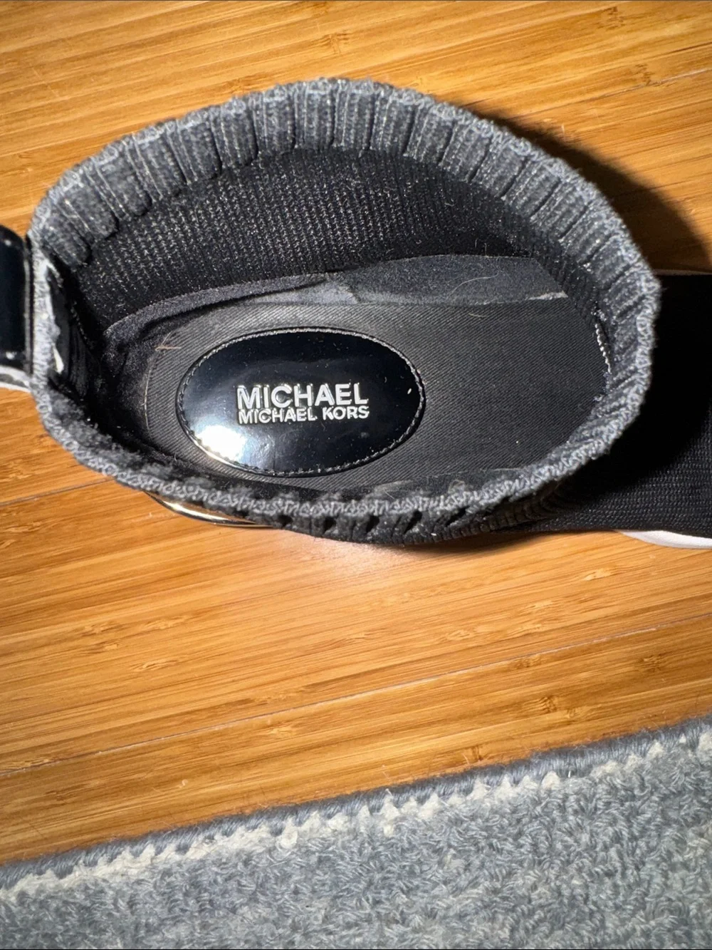 Michael Kors Black Knit Sock Sneakers with White Sole