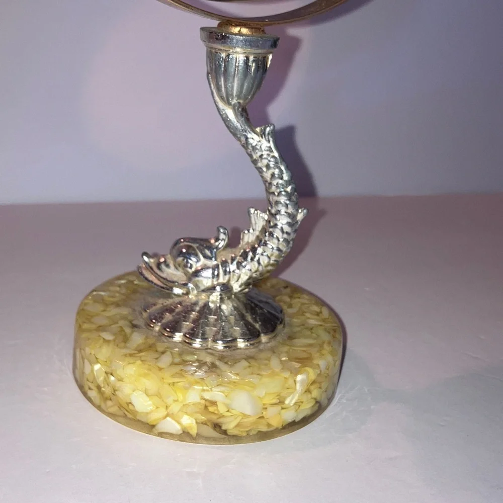 Vintage Metallic Dragonfish‎ Vanity Mirror on Weighted Base
