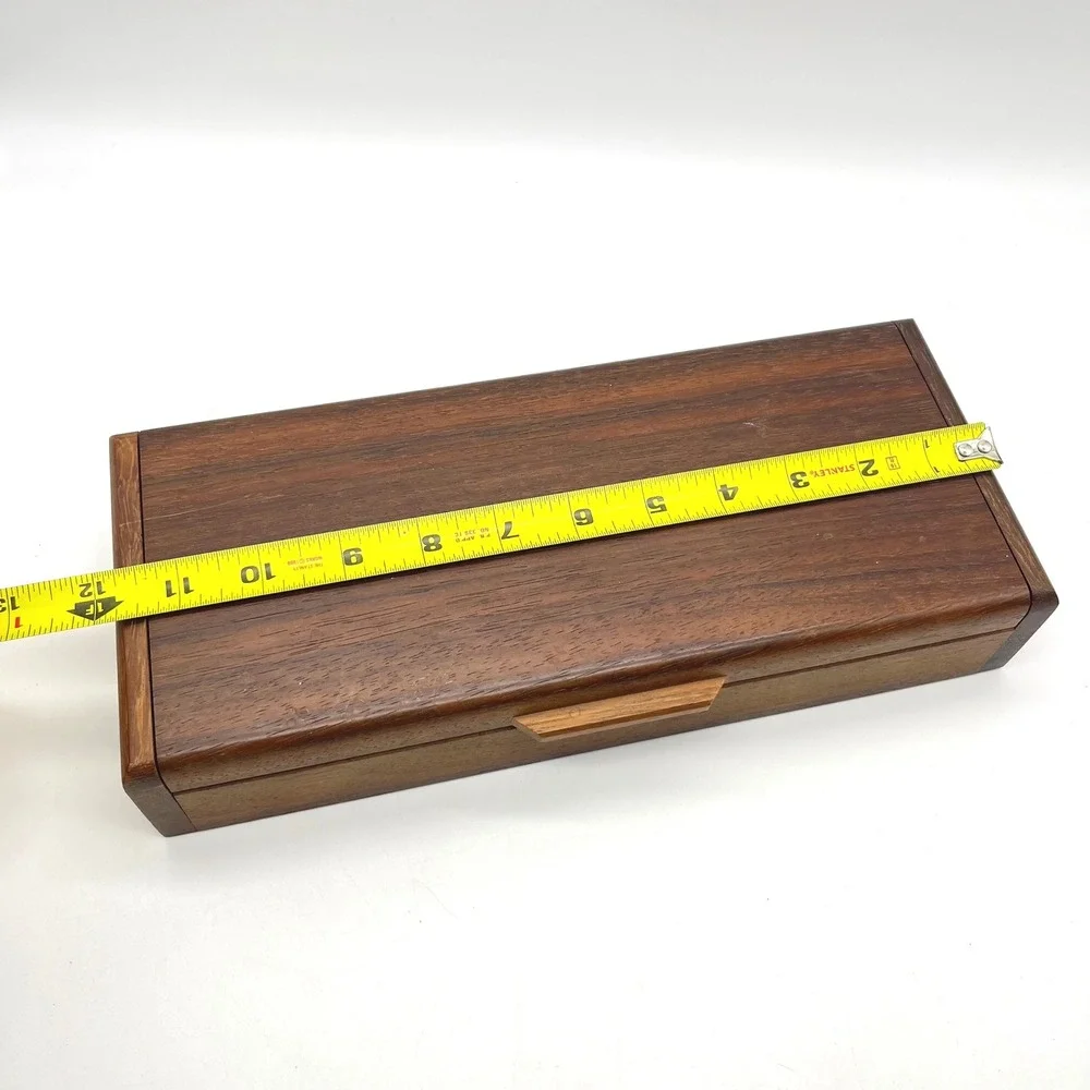 Vintage Handcrafted Wood Valet Box Felt Lined 4 Compartment Jewelry Watch Case