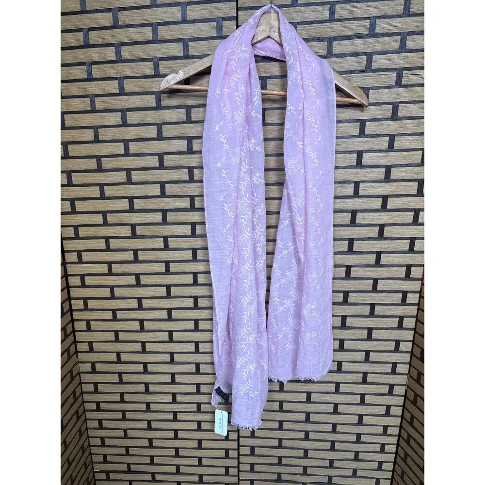 Christopher &‎ Banks Pink Floral Embroidered Scarf
