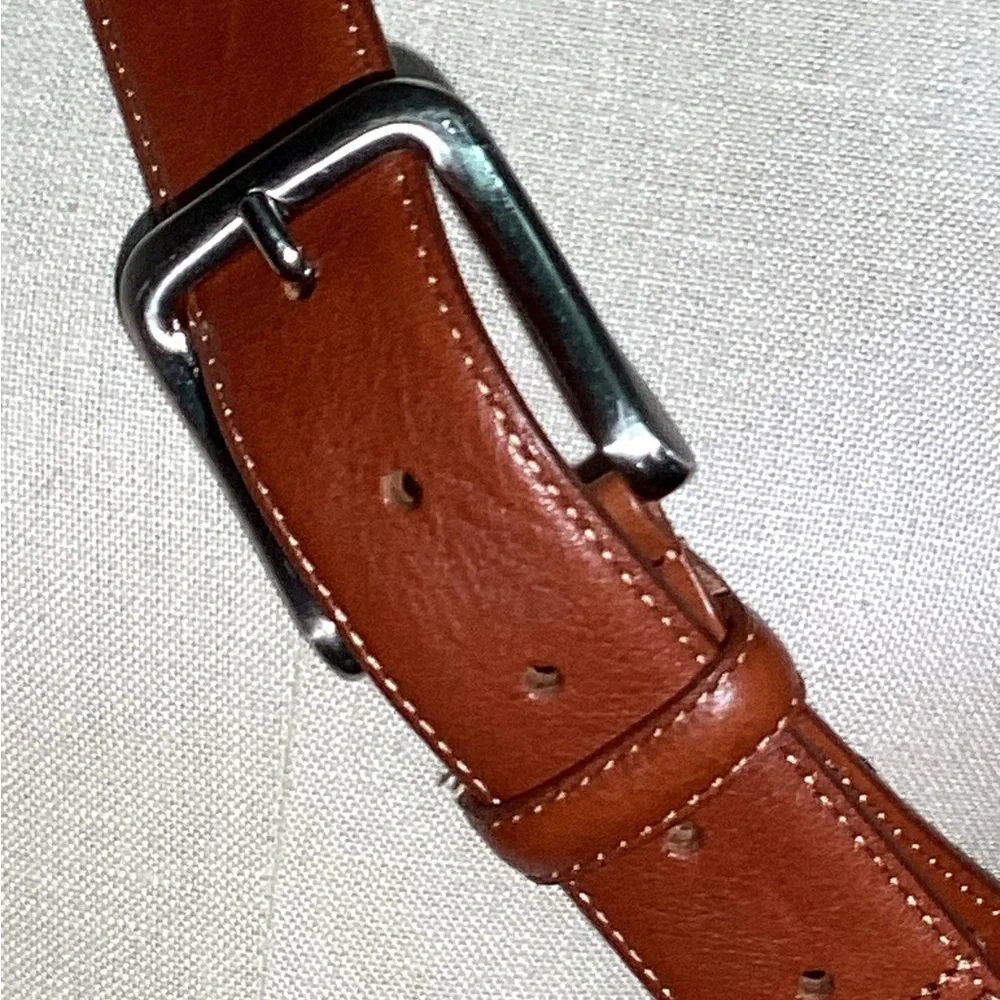 Officin  Artigiana Brown Leather Silver Buckle belt size 38