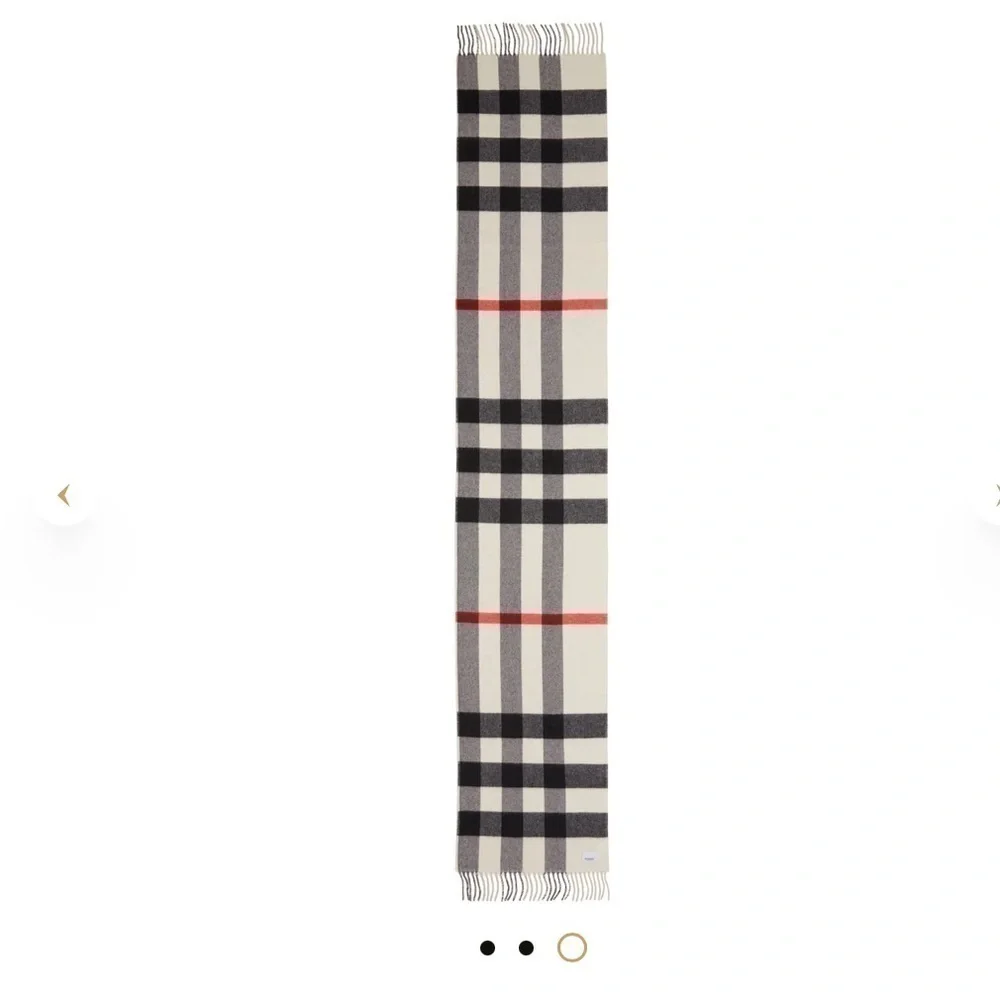 NWT BURBERRY Reversible cashmere scarf with Check monogram Natural White UNISEX