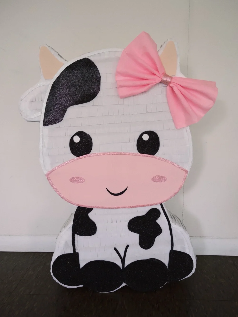 Cute Cow Pinata with Pink Bow