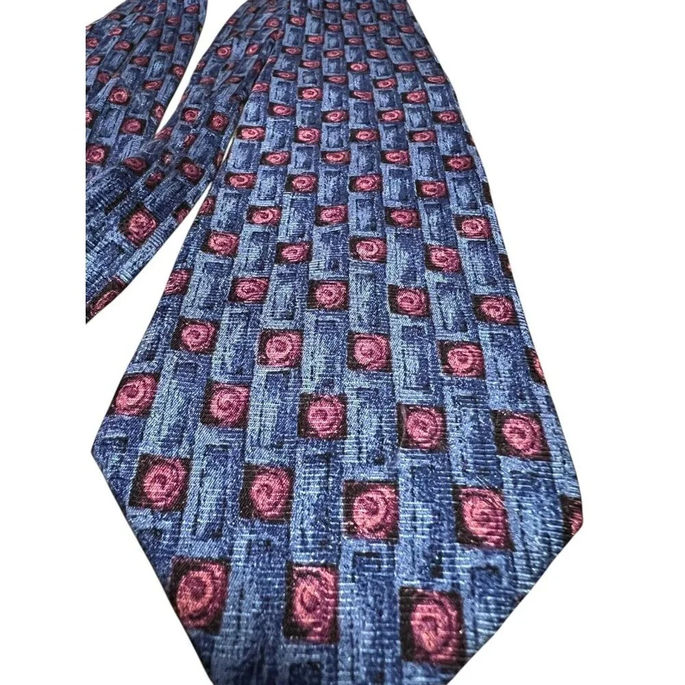 Men’s 100% silk CHARLESTON blue/burgundy/black tie‎ Made In Italy